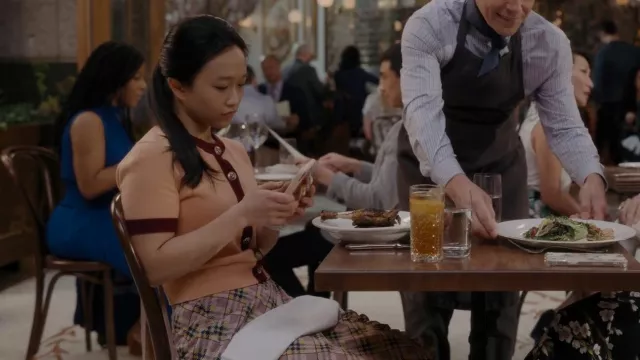 Miu Miu Printed Run Proof Knit Skirt worn by Lily Goldenblatt (Cathy Ang) as seen in And Just Like That… (S01E08)