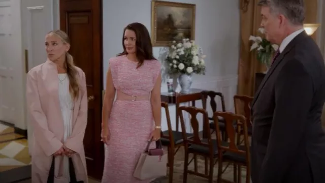 St. John Tweed Empire-Waist Midi Dress worn by Charlotte York (Kristin Davis) as seen in And Just Like That… (S01E02)