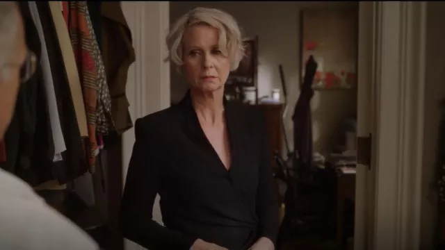 Tom and Linda Classic Wrap Tie Dress worn by Miranda Hobbes (Cynthia Nixon) as seen in And Just Like That… (S01E02)