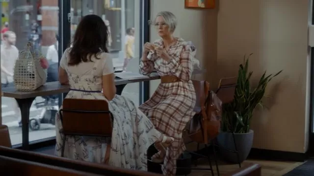 L'Agence Cameron Shirtdress in Petal/Quartz Soft Plaid worn by Miranda Hobbes (Cynthia Nixon) as seen in And Just Like That… (S01E03)
