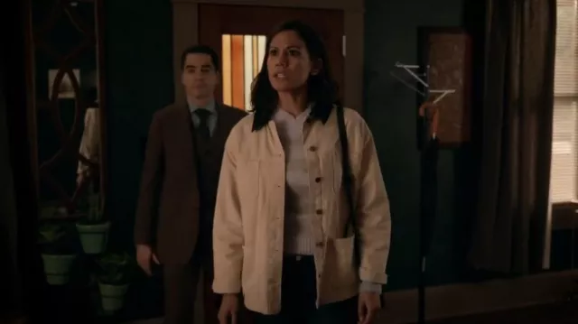 Zara Overshirt With Contrast Collar worn by Jules (Kate Kovach) as seen in Will Trent (S01E09)