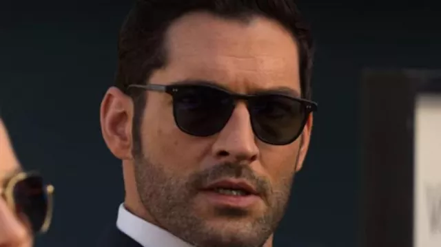 The black sunglasses worn by Lucifer Morningstar (Tom Ellis) in the Lucifer series (S05E14)