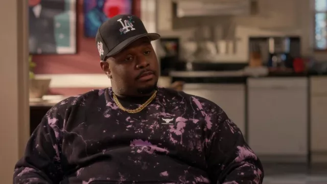 Under Armour Project Rock Rival Fleece Disrupt Printed Crew Shirt worn by Sherm Jones (Carl Tart) as seen in Grand Crew (S02E03)