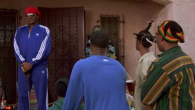 Adidas blue track pants worn by Old School (Antonio Fargas) as seen in Don't Be a Menace to South Central While Drinking Your Juice in the Hood