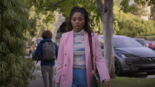 Simkhai Charli Watercolor Jersey Mesh Turtleneck Top worn by Gaby (Jessica Williams) as seen in Shrinking (S01E10)