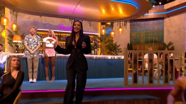 Mugler Pan­eled Mesh-In­sert Jack­et worn by Maya Jama as seen in Love Island (S09E58)
