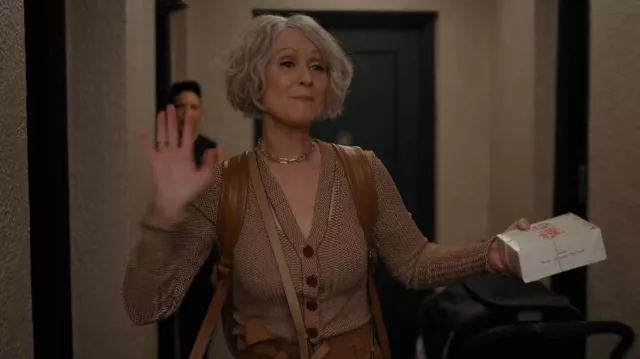 Proenza Schouler Cutout Ribbed Silk Blend Cardi­gan worn by Miranda Hobbes (Cynthia Nixon) as seen in And Just Like That… (S01E09)