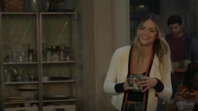 Re/done 60s Slim Fit Cardi­gan worn by Callie Adams Foster (Maia Mitchell) as seen in Good Trouble (S05E02)