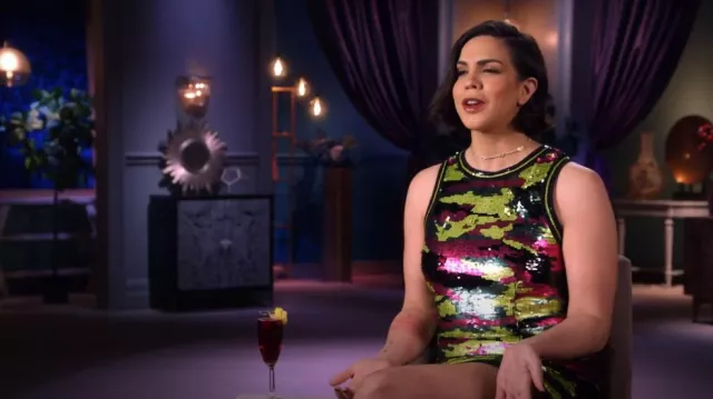NBD Sequined Camouflage Shift Dress worn by Katie Maloney as seen in Vanderpump Rules (S10E07)