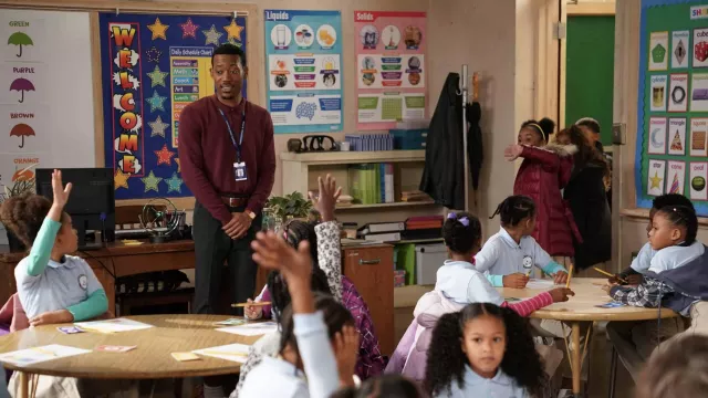 Burgundy sweater worn by Gregory Eddie (Tyler James Williams) as seen in Abbott Elementary (S02E09)