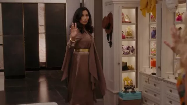 Fendi Tie-Neck Handkerchief-Hem Silk-Georgette Blouse worn by Seema Patel (Sarita Choudhury) as seen in And Just Like That… (S01E04)