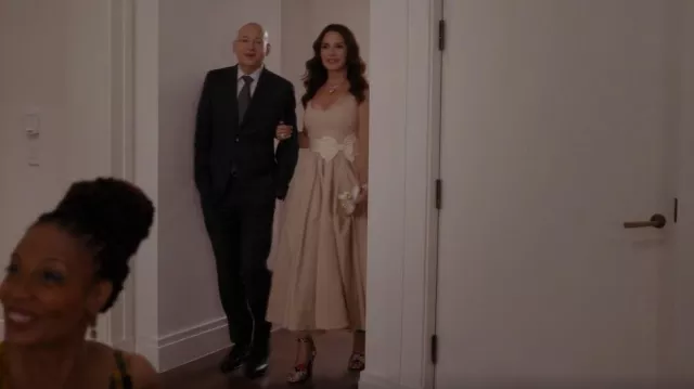 Alexander McQueen Bow Draped Midi Dress worn by Charlotte York (Kristin Davis) as seen in And Just Like That… (S01E04)