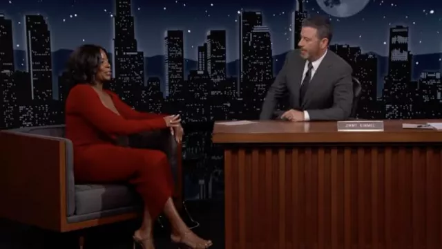 Galvan Red Midi Dress worn by Janelle James as seen in Jimmy Kimmel Live! on April 12, 2022