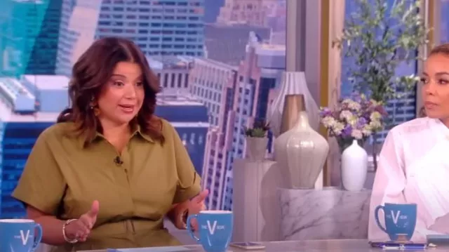 Lafayette 148 New York Upland Belted Midi Shirt Dress worn by Ana Navarro as seen in The View on  March 27, 2023