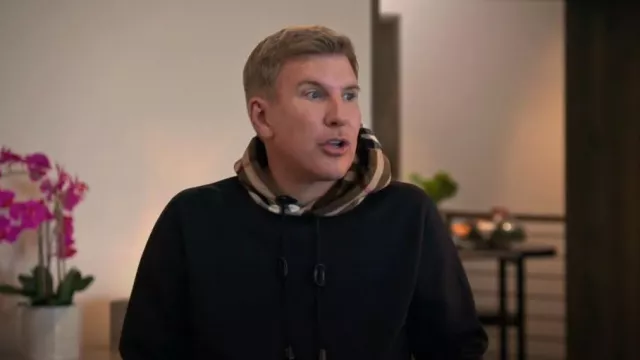 Burberry Check Detailed Drawstring Hoodie worn by Todd Chrisley as seen in Chrisley Knows Best (S10E07)