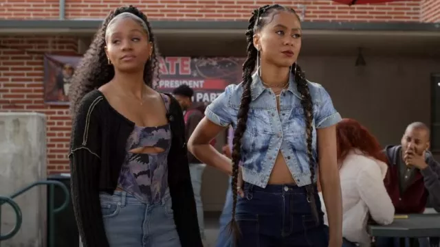 BY.DYLN Edwards Jeans worn by Keisha McCalla (Netta Walker) as seen in All American: Homecoming (S02E15)