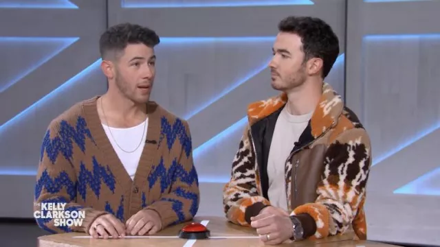 Amiri Zip Printed Fur Jacket worn by Kevin Jonas as seen in The Kelly Clarkson Show