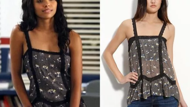 Free People Floral Boxy Cami worn by Bonnie Bennett (Kat Graham) in The Vampire Diaries TV show wardrobe (Season 3 Episode 5)