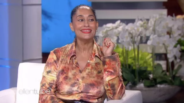 Nanushka Tie and dye shirt worn by Tracee Ellis Ross as seen in The Ellen DeGeneres Show on April 12, 2022