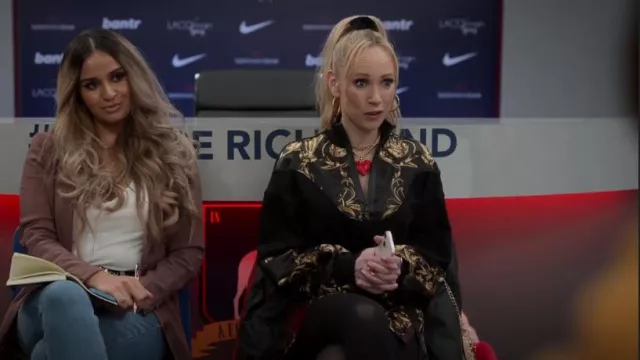 Versace Jeans Couture Baroque-Print Cropped Sweat­shirt worn by Keeley Jones (Juno Temple) as seen in Ted Lasso (S03E03)