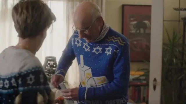 Tstars Hanukkah Ug­ly Christ­mas Sweater worn by Jeff as seen in A Million Little Things (S05E08)