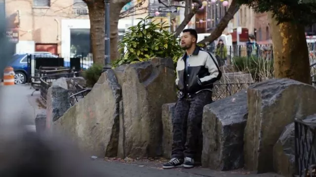 Zara Col­or Block Leather Jaket worn by as seen in Law & Order: Organized Crime (S03E16)