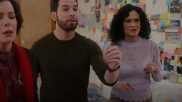 Ted Baker Hilen Lace Stitch Knit Top In Lilac worn by Francey (Rosa Arredondo) as seen in So Help Me Todd (S01E16)