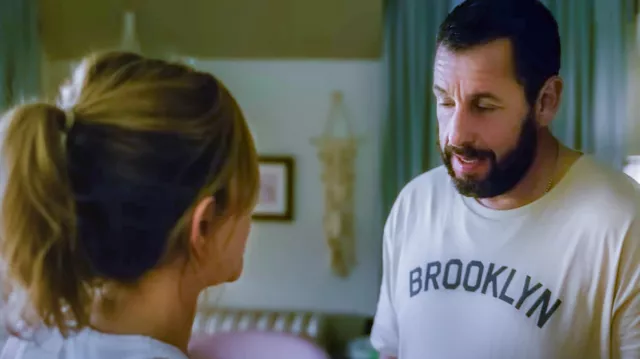Brooklyn tee worn by Nick (Adam Sandler) in Murder Mystery 2 movie outfits