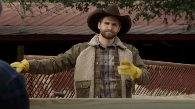 Ralph Lauren Denim Grizzly Jacket worn by Liam Walker (Keegan Allen) as seen in Walker (S03E13)