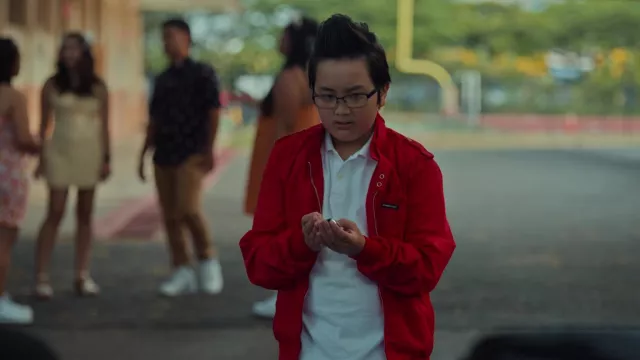 Members Only MIconic Racer Jacket in Red worn by Brian Patrick Kamealoha (Wes Tian) as seen in Doogie Kamealoha, M.D. (S02E05)