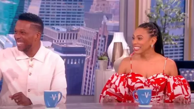 Rebecca Vallance Barcelona Off-The-Shoulder Crop Top worn by Nicolette Robinson as seen in The View on April 4, 2023