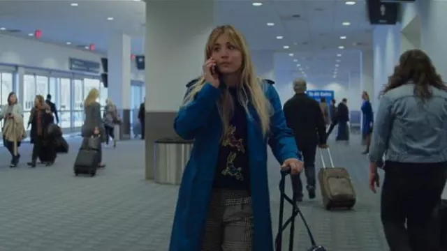 Max Mara Check Wide Leg Trousers worn by Cassie Bowden (Kaley Cuoco) as seen in The Flight Attendant (S02E06)