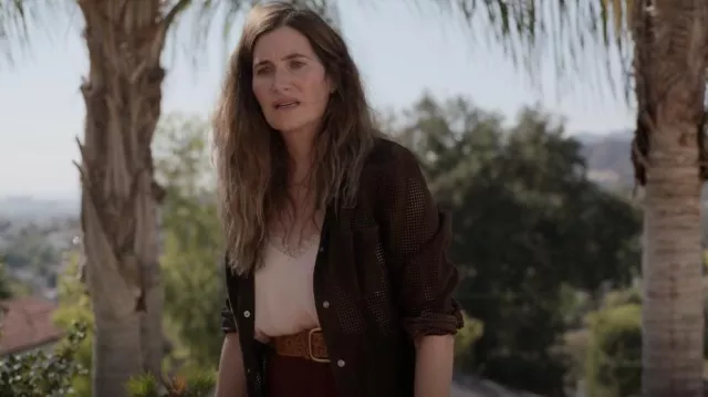 Anine Bing Silk Camisole With Lace Details In Nude worn by Clare Pierce (Kathryn Hahn) as seen in Tiny Beautiful Things (S01E03)