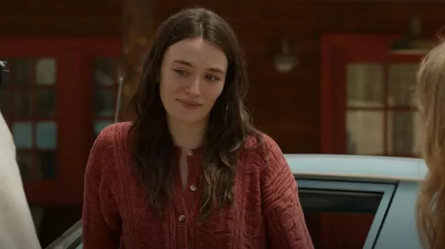 Gap Red Cable Knit Sweater worn by Young Clare (Sarah Pidgeon) as seen in Tiny Beautiful Things (S01E04)