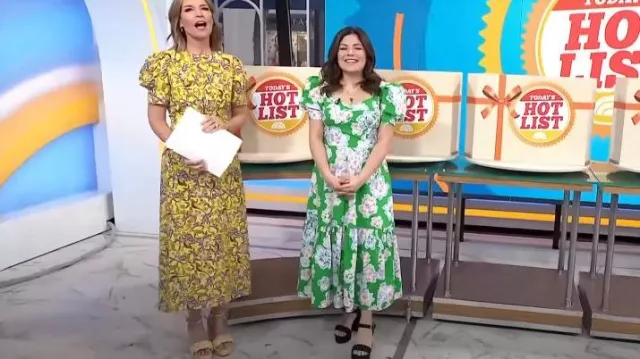 Loeffler Randall Fae Platform Heel Sandals worn by Savannah Guthrie as seen in Today on April 12, 2023