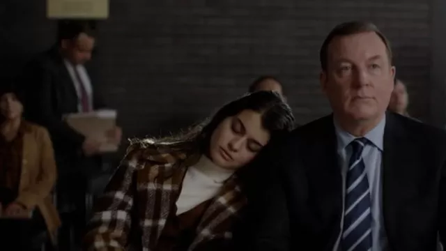 Calvin Klein Plaid Sin­gle-Breast­ed Coat worn by Samantha Fink (Sofia Black-D'Elia) as seen in Single Drunk Female (S01E01)
