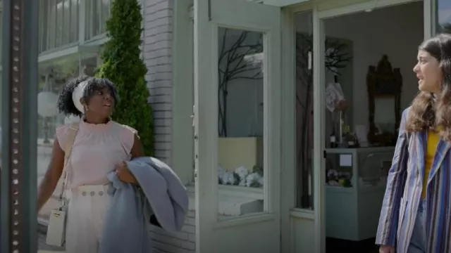 Bar III High-Waisted Button-Front Linen Pants worn by Brit Monclair (Sasha Compère) as seen in Single Drunk Female (S01E04)