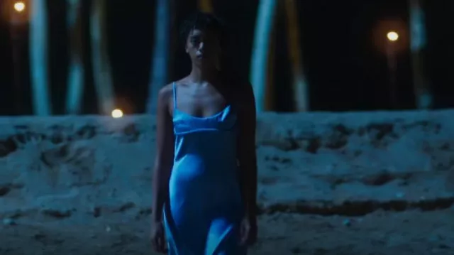 Zara Satin Effect Cut Out Dress worn by Ruby Akuda (Kiara Barnes) as seen in Fantasy Island (S02E09)