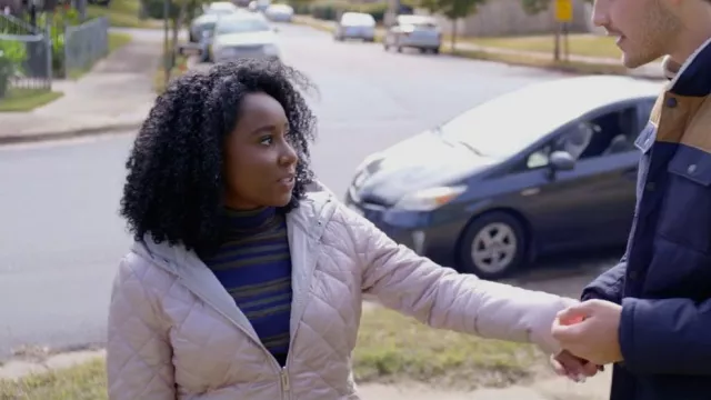 Via Spiga Reversible Hooded Puffer Jacket worn by Brit Monclair (Sasha Compère) as seen in Single Drunk Female (S01E09)