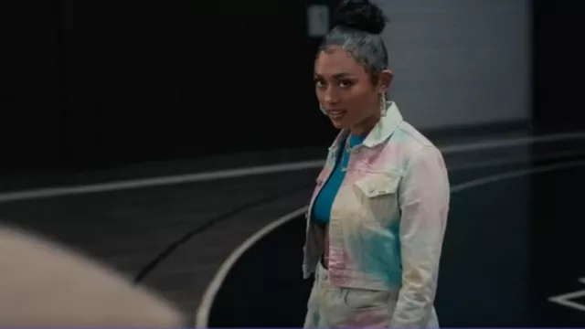 Jordache Diagonal Rainbow High Rise Rolled Short worn by Jackie (Jazlyn Martin) as seen in Bel-Air (S02E08)