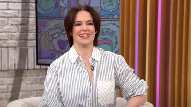 Rag and Bone Maxine Shirt worn by Emily Hampshire as seen in CBS Mornings on April 14, 2023