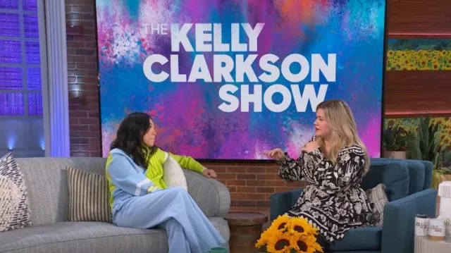 Adeam Rothko Splice Colorblock Sweater worn by Awkwafina as seen in The Kelly Clarkson Show on April 10, 2023