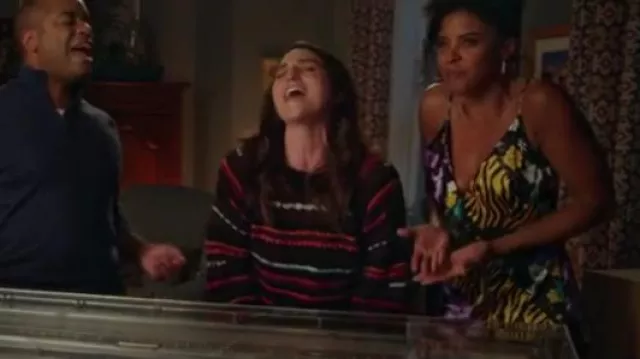 Mother The Bell Sleeve Sweater in Light Trails worn by Dawn Solano (Sara Bareilles) as seen in Girls5eva (S02E06)