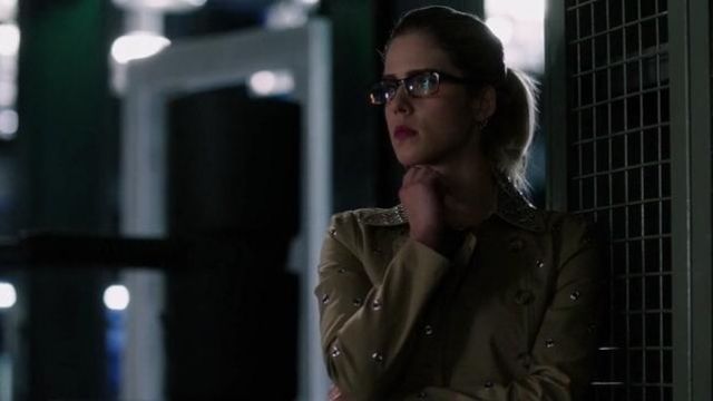 Red Valentino Mackintosh Trench Coat Worn By Felicity Smoak Emily