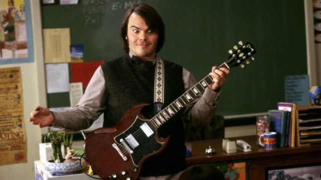 The guitar of Dewey Finn (Jack Black) in the movie School of rock / the Rock  Academy