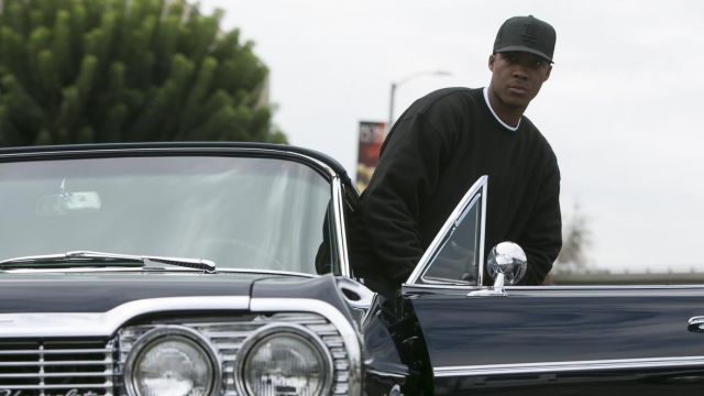 The black cap L. A. of Dr. Dre (Corey Hawkins) in Straight Outta Compton