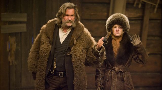 The leather coat and fur of Daisy Domergue (Jennifer Jason Leigh) in The 8 Guys