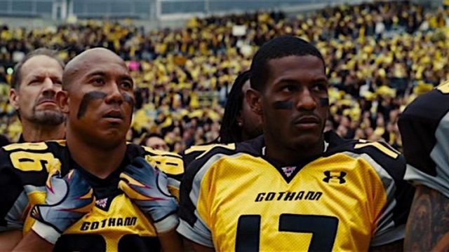 The yellow jersey of the Gotham City Rogues the National Football  Federation in The Dark Knight Rises