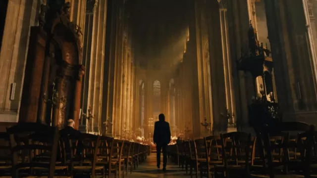 Saint-Eustache Church in Paris visited by John Wick (Keanu Reeves) in John Wick: Chapter 4
