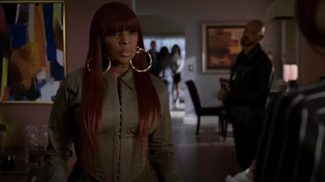 Dion Lee Cropped Cotton-Blend Twill Shirt worn by Monet (Mary J. Blige) as seen in Power Book II: Ghost (S03E05)